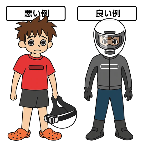 二輪教習に適した装備の例