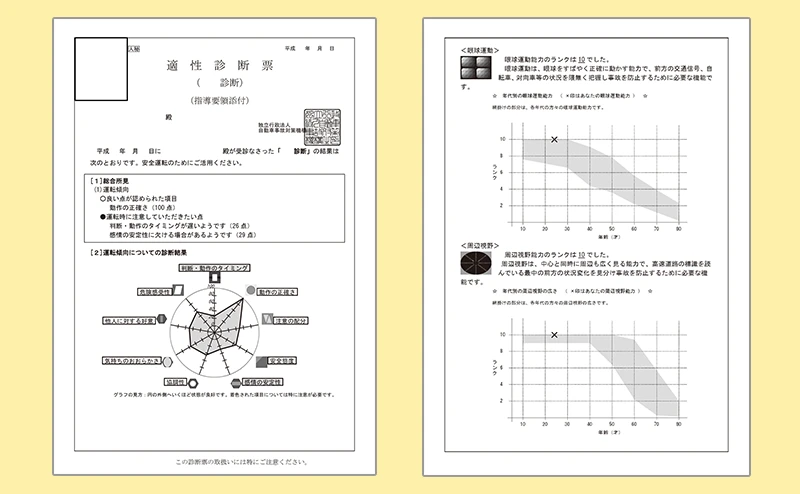 運転者適性診断講習　診断結果のレポート